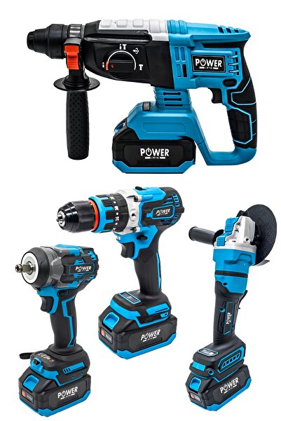 POWER BLACK itali 58 vf 3 ah kömürsüz 4 lü set somun sökme matkap avuç taşlam...