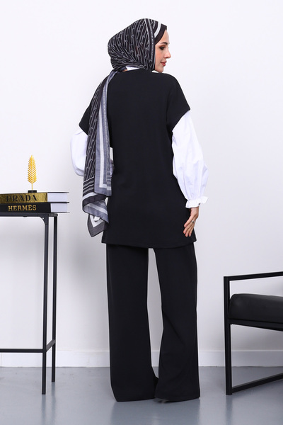 İmajButik Black Vest and Pants Cupra Modal Set