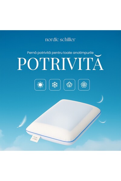 Nordic Schiller Ergonomic Pillow, Nordic Schiller, Hypoallergenic, White, 60x40x12 cm