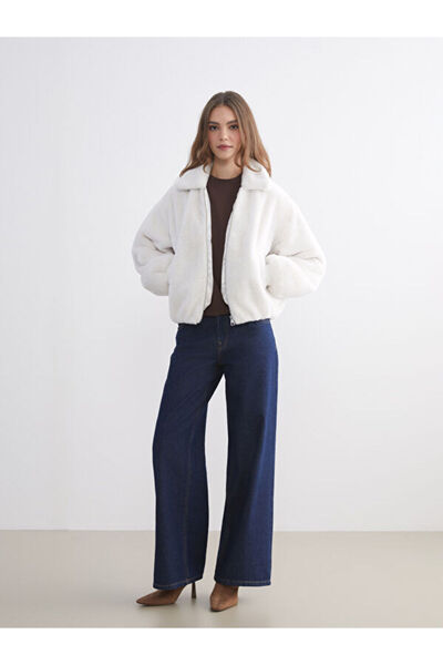 LC Waikiki Shirt Collar Oversize Women's Plush Coat