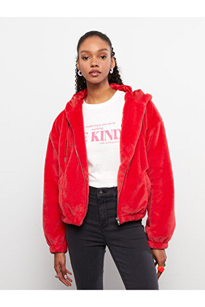 LC Waikiki Hooded Women's Plush Coat