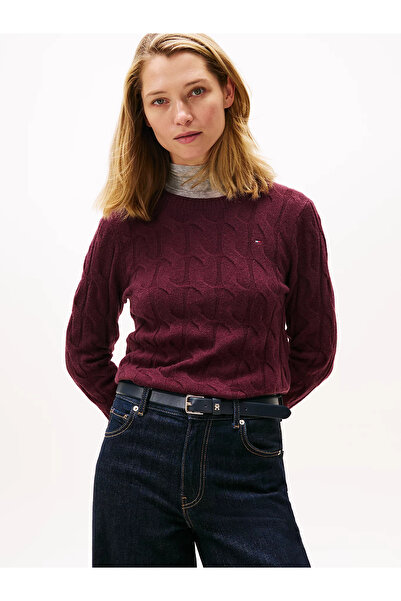 Tommy Hilfiger Soft Wool Hair Knitted Crew Neck Long Sleeve Women's Red Sweater Ww0Ww43586Xih