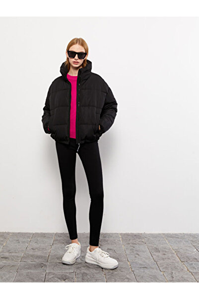 LC Waikiki Stand Collar Plain Long Sleeve Women's Puffer Coat