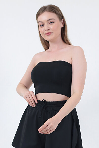 WAYS Women's Black Diver Strapless Bustier Crop