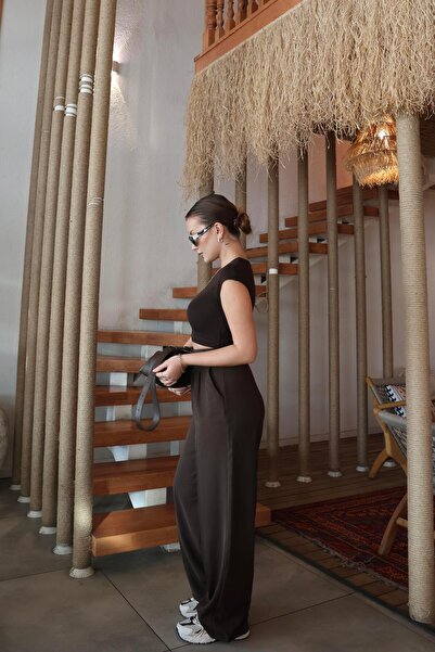 BAŞARAN Brown Palazzo Trousers