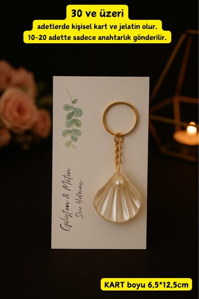 Emtory Home Olive | 10 Adet İstiridye Anahtarlık - Nişan Hediyesi - Kına Hedi...