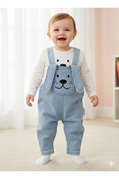 EYMİRGİYİM Long Sleeve Eared Salopet Girl Boy Baby Kids 3-Piece Set 6-9 Months, 9-12 Months, 12-18 Months, 18-24 Months