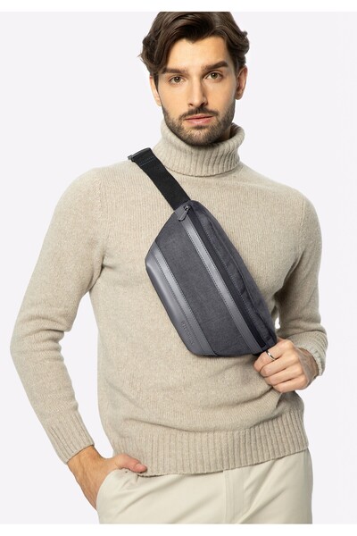 Wittchen Men's waist bag with -leather panel, graphite, graphite polyester