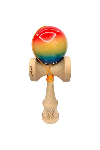 Flippy Kendama X Originala, Profesionala Big Cups V2 Super Sticky din Lemn 18 cm Roz/Galben/Albastru