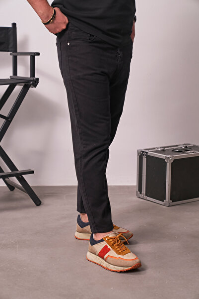 MADZEYMODA Men's Boyfriend Fit Black Denim Jean Pants Sd-045