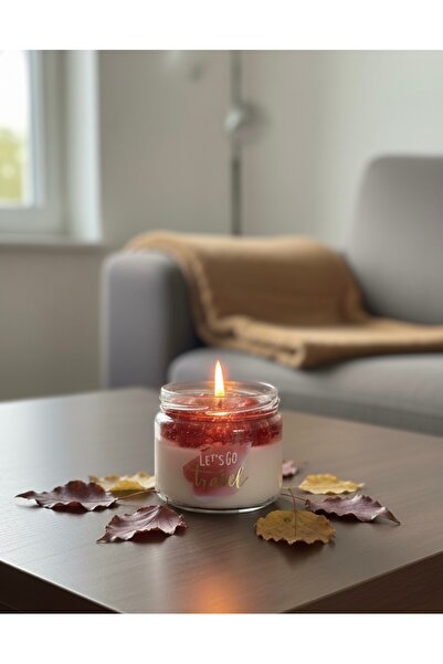 Nova Deco Çilek Reçeli Görünümlü Vanilya Kokulu Jel Mum – Cam Kavanoz Dekoratif Aromatik Mum