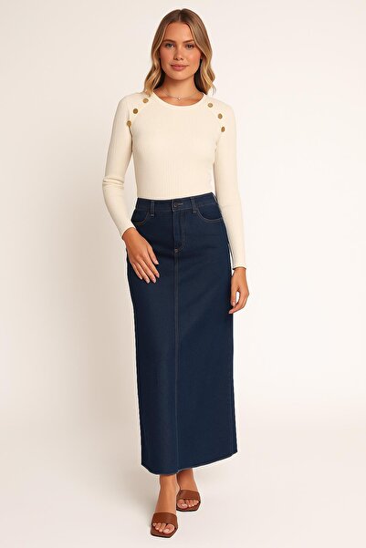 Fashion Friends Flexible Crew Neck Button Detailed Blouse Ecru