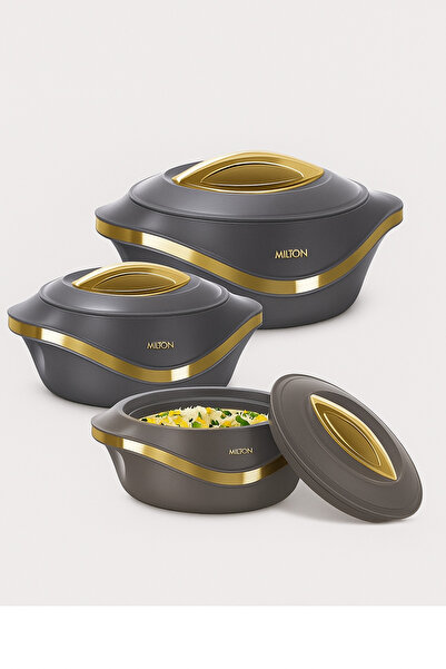 Milton 3-piece stainless steel inner food storage set (500 ml, 1000 ml, 1500 ml) Gold/Grey