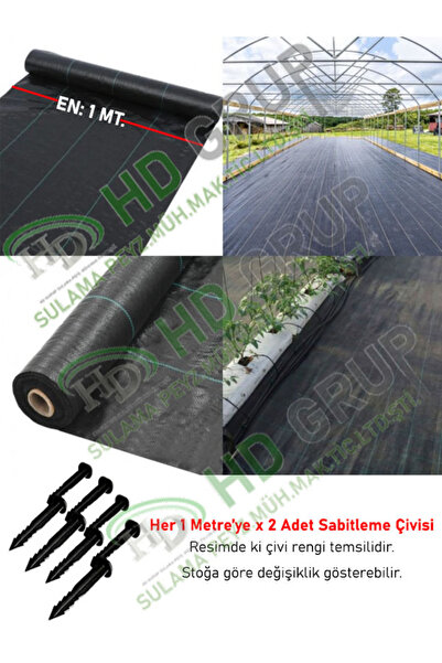 HD GURUP 1 mt X 20 Mt. Kumaş Sera Taban Yabani Ot Örtüsü Jüt (Sabitleme Çivis...