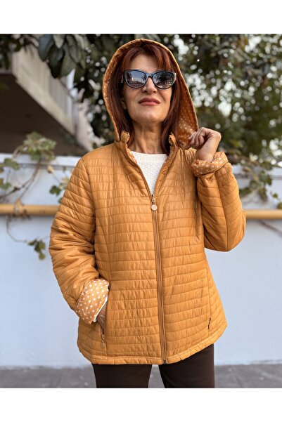 DenizEge Double-Sided Polka Dot Coat Mustard