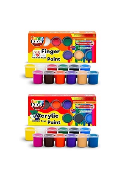 Rich Set de culori variate – 24 de culori (12 acrilice + 12 vopsele pentru degete), 25 ml