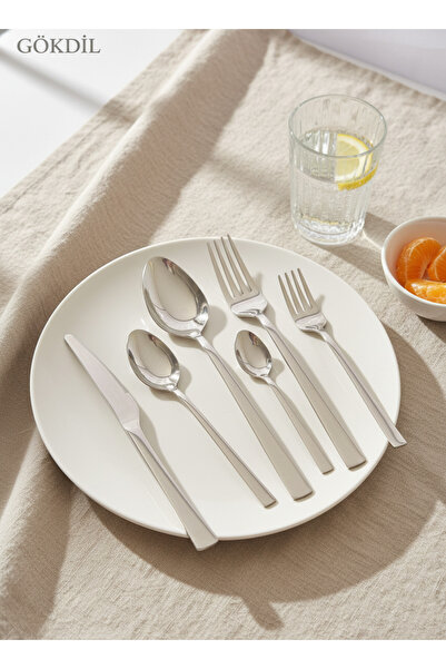 Gökdil Tuana Boxed 72 Piece Plain Steel Cutlery Set for 12 People