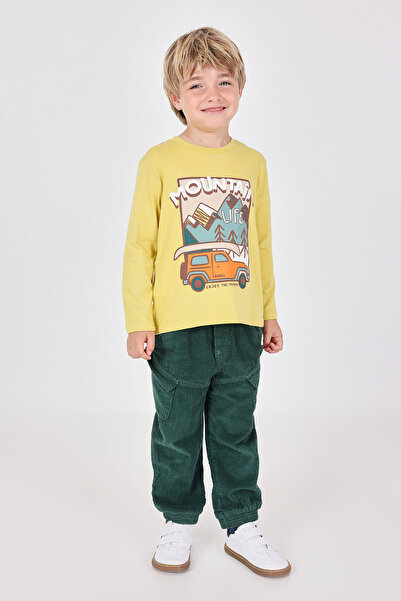 Boboli Boys' Velvet Trousers with Elasticated Cuffs