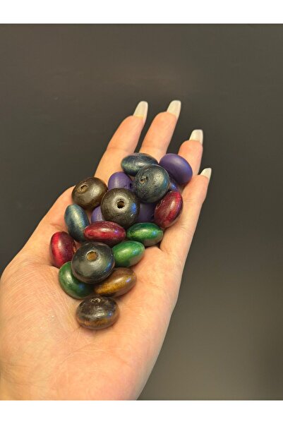 Gönülden Tasarım 20 БРОЯ БАМБУКОВИ ДЪРВЕНИ ЦВЕТНИ БИСЕРИ ЗА БИЖУТА 2 СМ