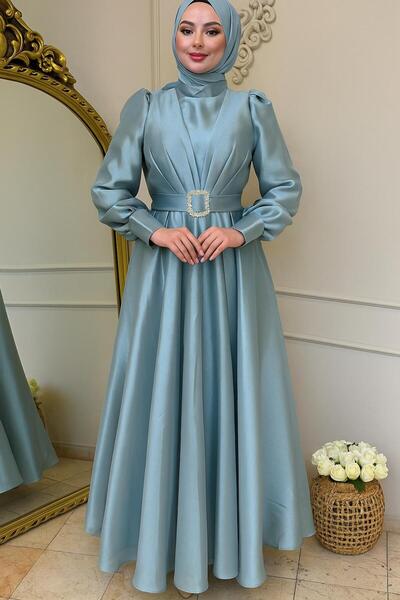 KADİR KORKMAZ GİYİM Kabarık Prenses Model Astarlı Hakim YakaTesettür Abiye El...