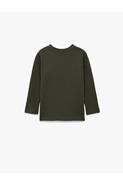 Koton Cotton Long Sleeve Crew Neck Textured Basic T-Shirt