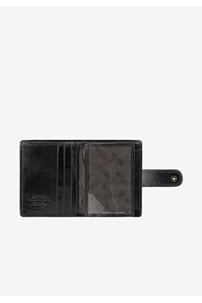 Wittchen Men's Leather Wallet Unisex with Snap Closure, Black and Gold, Genuine Leather