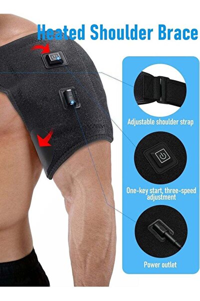 Generic Heated Shoulder Wrap Brace with Massage Electric Shoulder Massager Heating Pad (USB)