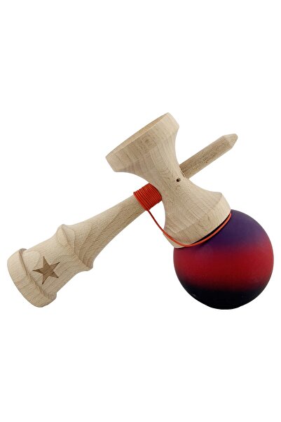 Flippy Kendama X Originala, Profesionala, Flippy, Big Cups V2, Rubber Grip, Ata 55 cm, Mov/Rosu/Negru