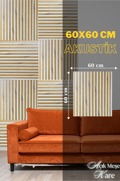 DECOALA MDF Ahşap Akustik Duvar Paneli Beyaz Keçe 60x60 cm