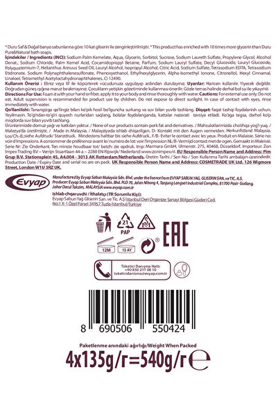 Duru Hydro Pure Sakura Çiçeği 12 Adet Şeffaf Cilt Bakım Sabunu 12x135 Gr