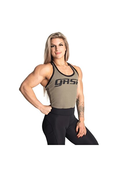 GASP Rib Crop T-Back - Washed Green