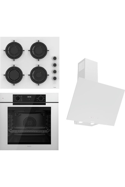 Ferre Steamart-Fryart-Sılentart Serisi Beyaz Set (CS206-FA + QEP63CB +D078-SA) - Emaye Izgara