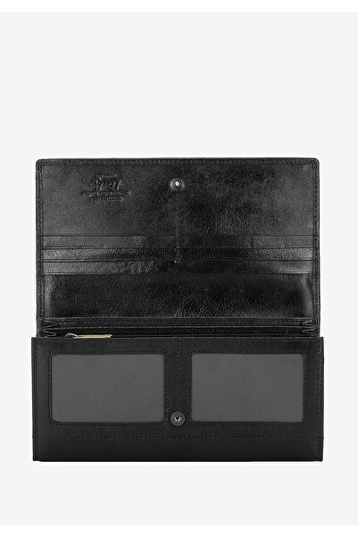 Wittchen Women's wallet made of genuine leather, black and gold, black and gold, genuine leather