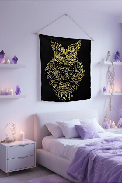 Etnik Dekor غطاء حائط منقوش على شكل بومة غامضة