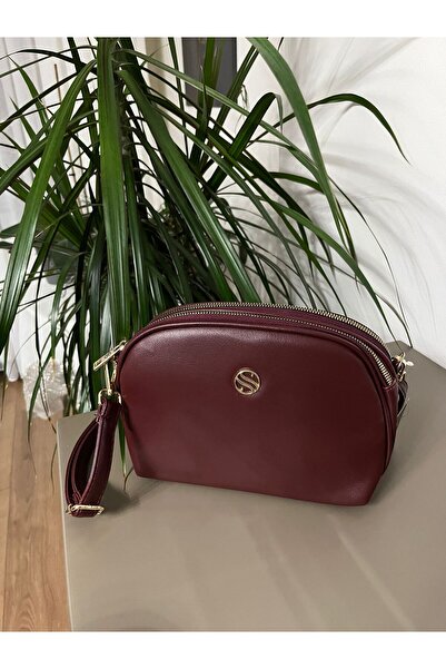 Sanmorris 3 Gözlü Şık Çapraz Askılı Gold Aksesuar Detaylı Omuz Çantası