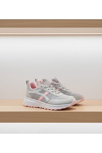 Asyagiyimavm Gri Pembe Fileli Rahat Taban Günlük Kadın Spor Ayakkabı