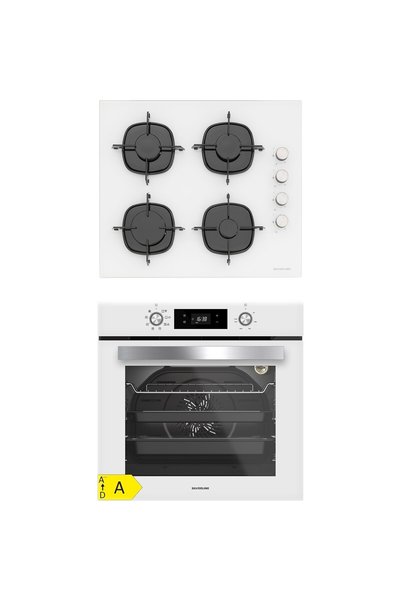 Silverline BO6504W01 - CS5335W01 Beyaz Cam Ankastre Set