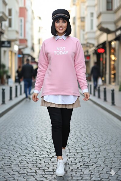 Kadın Oversize Favorite Baskılı Ribanalı Sweatshirt
