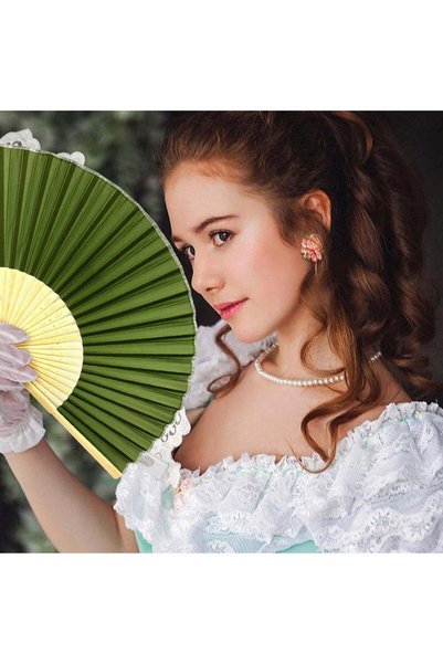 Generic Hand Held Bamboo Silk Folding Fan Hand Fan Fabric Handheld Fan with a...