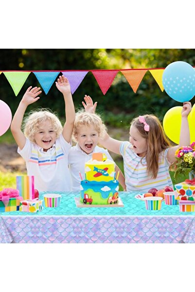 Partifabrik Mermaid Themed Plastic Disposable Tablecloth