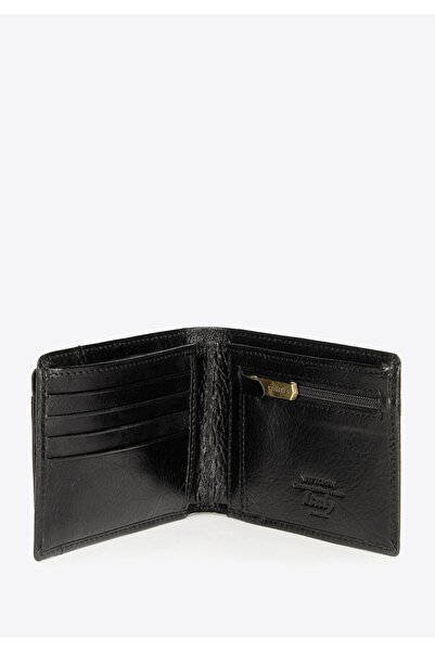 Wittchen Men's Leather Wallet with Removable Panel, Black and Gold, Black and Gold, Genuine Leather