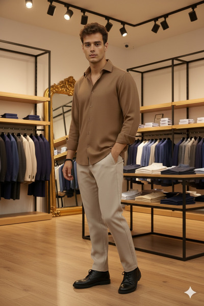 Mamlay Coffee Half Oversized Men's Shirt