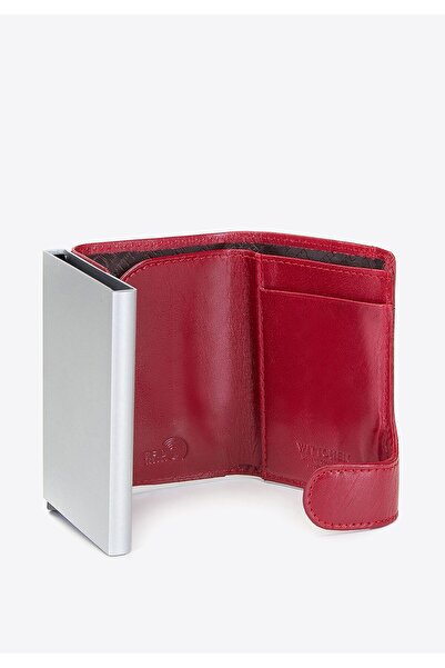 Wittchen Men's Leather Business Card Holder with Dispenser, Red, Leather