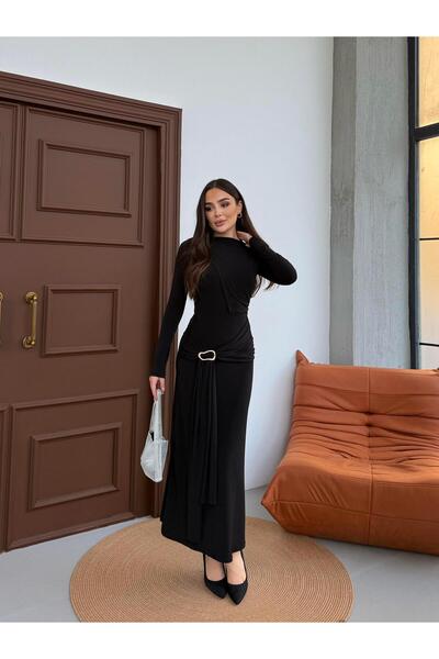 Rabi Shine Bat Sleeve Buckle Dress