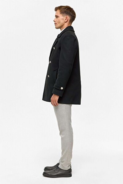 SÜVARİ Double-Breasted Black Men's Coat Kb2010100323