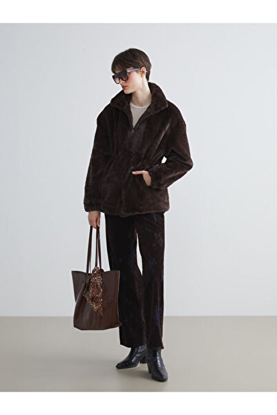 LC Waikiki Women's Plush Coat with Thick Collar