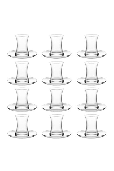 LAV Zen 12-piece Tea Glass and Saucer Set, Heat-Resistant, Transparent, 155 ml