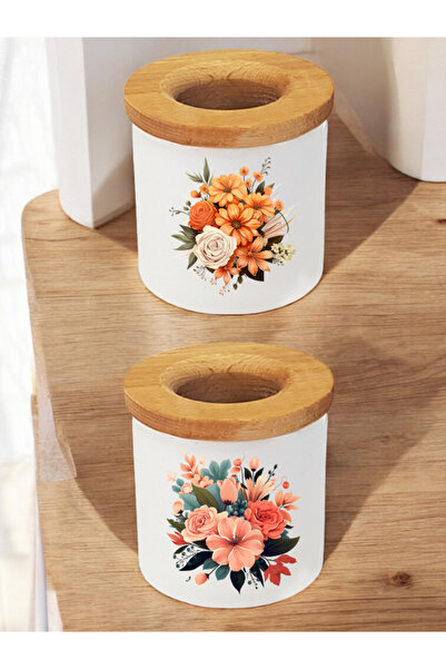 lili hediyelik Suport pentru creion cu imprimeu cu flori din 2 piese - Suport...