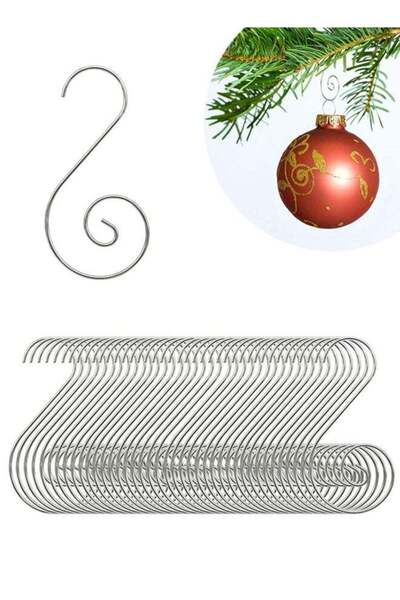 Generic 60 Pieces Christmas Ornaments Hooks Metal Hangers for Christmas Tree ...