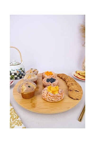 VESTA Concept Natural Bamboo Serving Board with Rotating Stand – for Pizza, C...